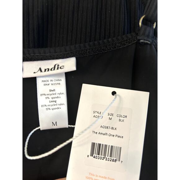 Andie Swim the Amalfi Ribbed One Piece in Black M NWT - Picture 7 of 9